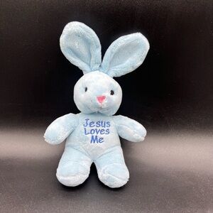 Dan Dee Blue Plush Bunny singing bunny Jesus Love Me